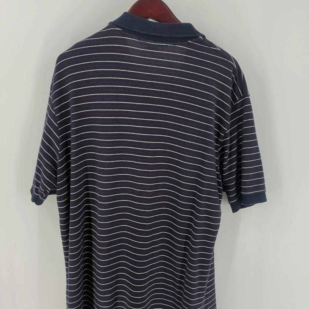 Vintage Polo By Ralph Lauren Striped Classic Golf Polo Shirt Navy Blue Size‎ XL